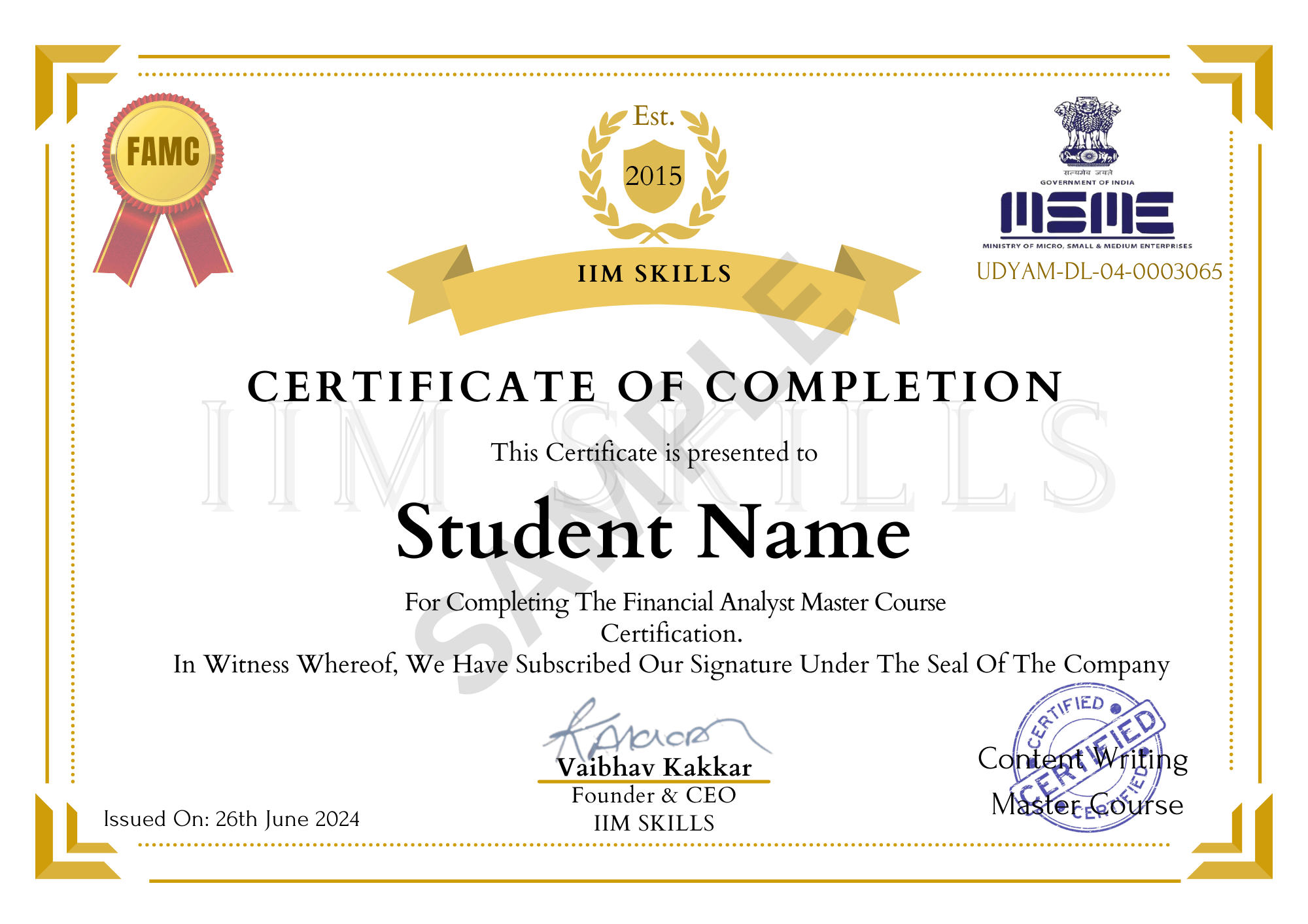 IIM SKILLS Certificate