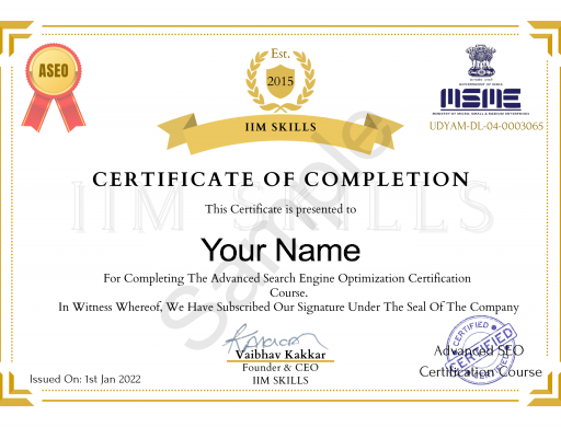 SEO Advance Certification